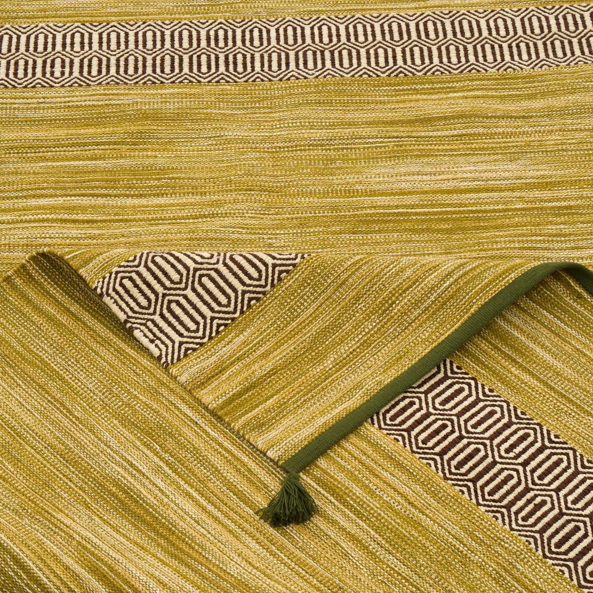 NATUR BAUMWOLLE TEPPICH KELIM TOSKANA - Grün, Textil (140/200cm) - Pergamon