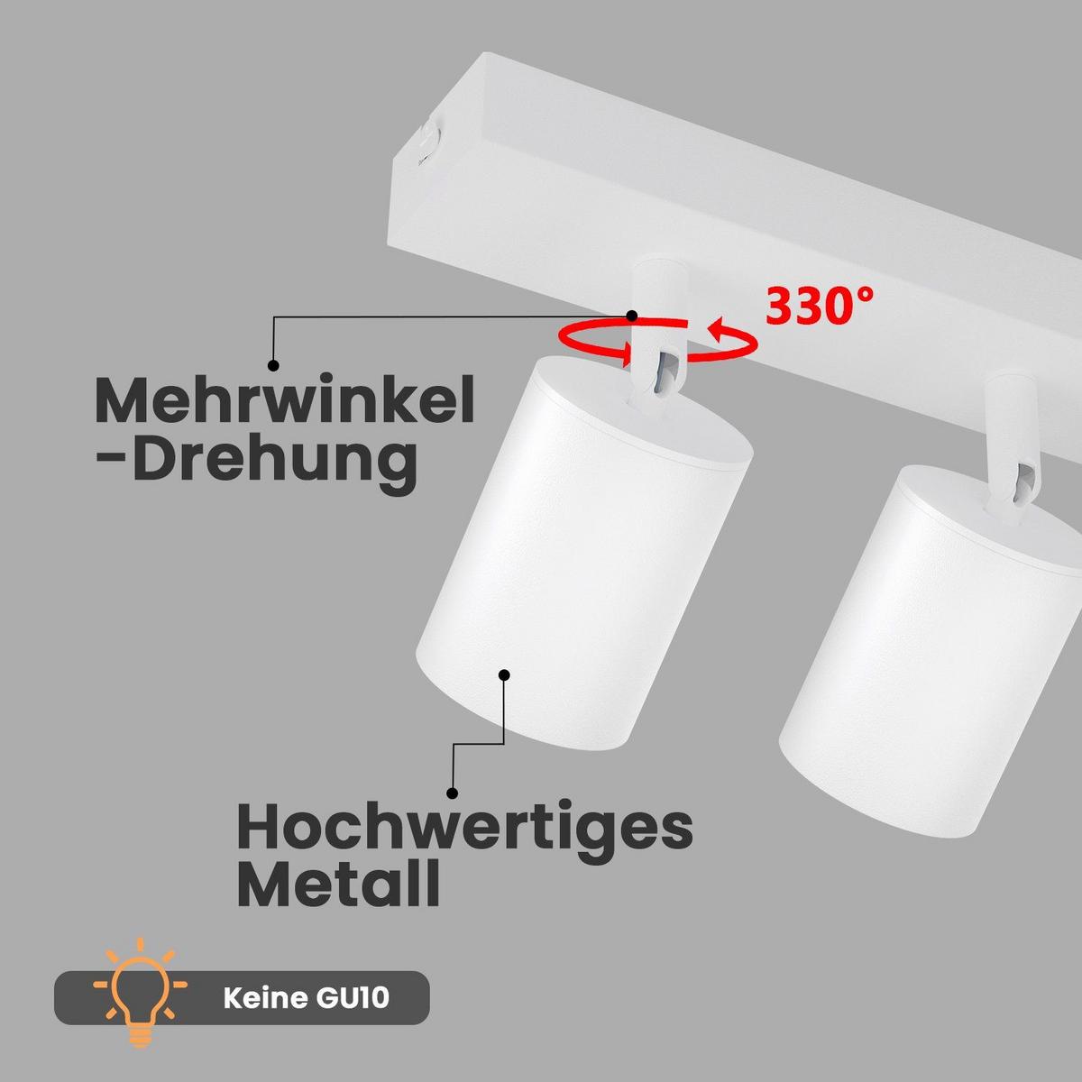 DECKENSTRAHLER Bergisch 2-flammig 30/5/14.4 cm - Weiß, Metall (30/5/14.4cm) - Nettlife