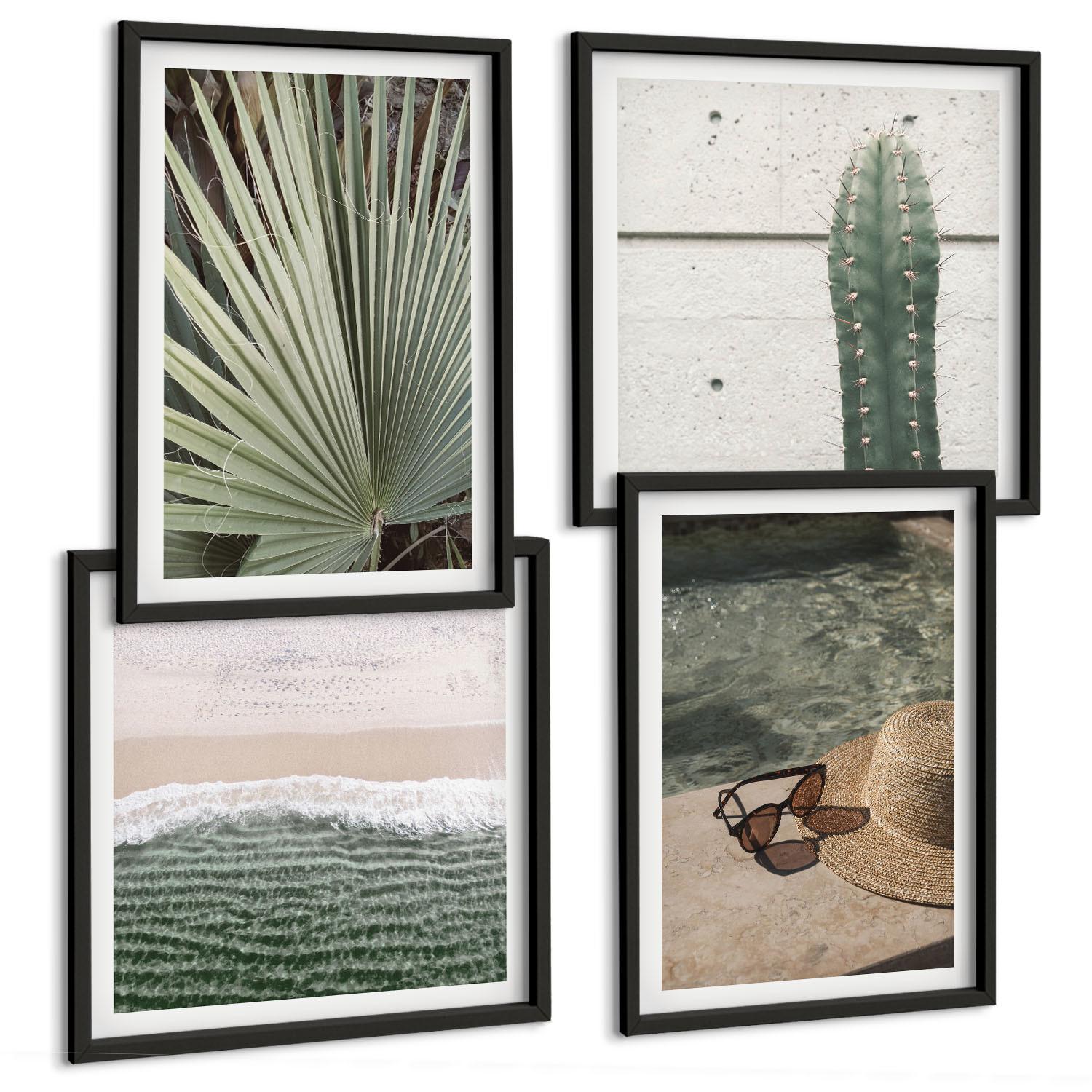 BILDER SET 4er Set - 50x50 cm & 40x60 cm Schwarzer Rahmen - Zubehör für tropische Pflanzen - Schwarz, Kunststoff (50/50cm) - TULUP