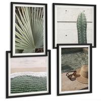 BILDER SET 4er Set - 50x50 cm & 40x60 cm Schwarzer Rahmen - Zubehör für tropische Pflanzen - Schwarz, Kunststoff (50/50cm) - TULUP