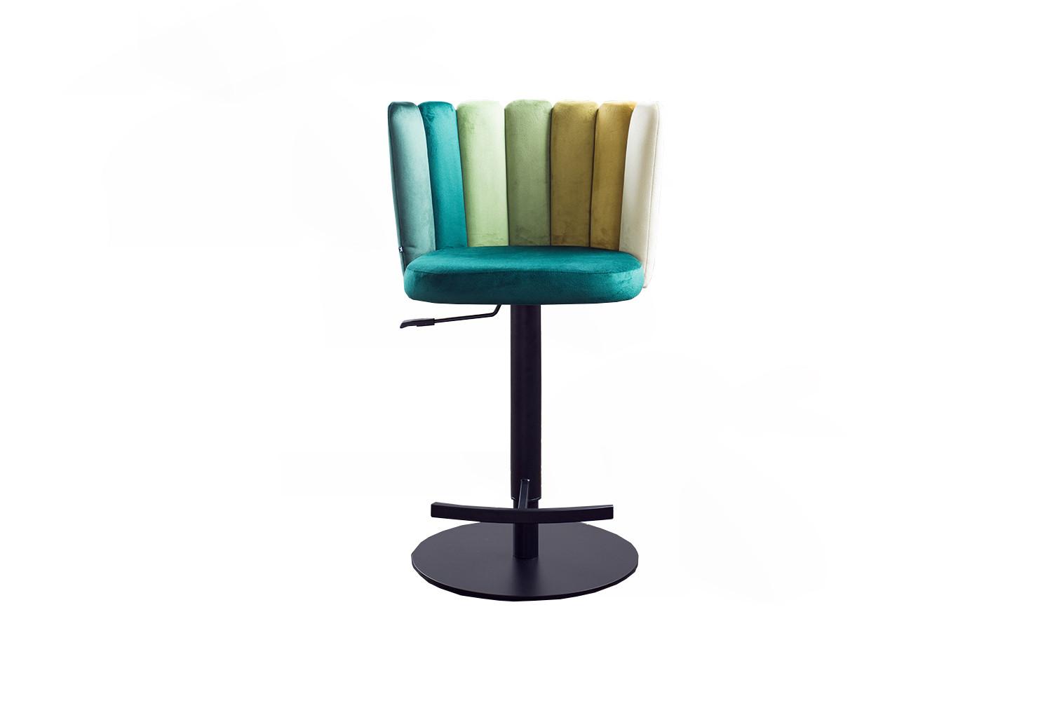 BARHOCKER JADA Grün Velvet Drehbar (360°), Höhenverstellbar (1er-Set) - Grün, Kunststoff/Textil (55/85/53cm) - KAWOLA