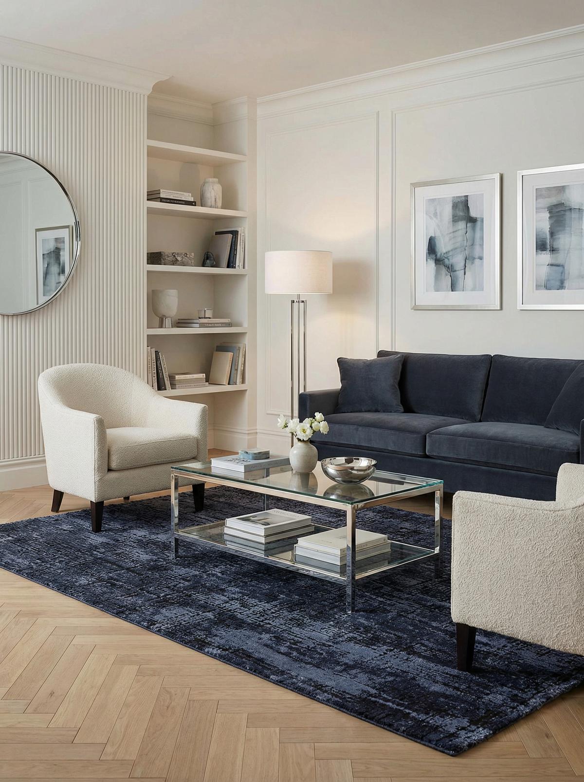 TEPPICH TIBER-Rom, abstrakt, Dunkelblau, 160 x 230 cm - Blau, Textil (230/160cm) - KADIMA DESIGN