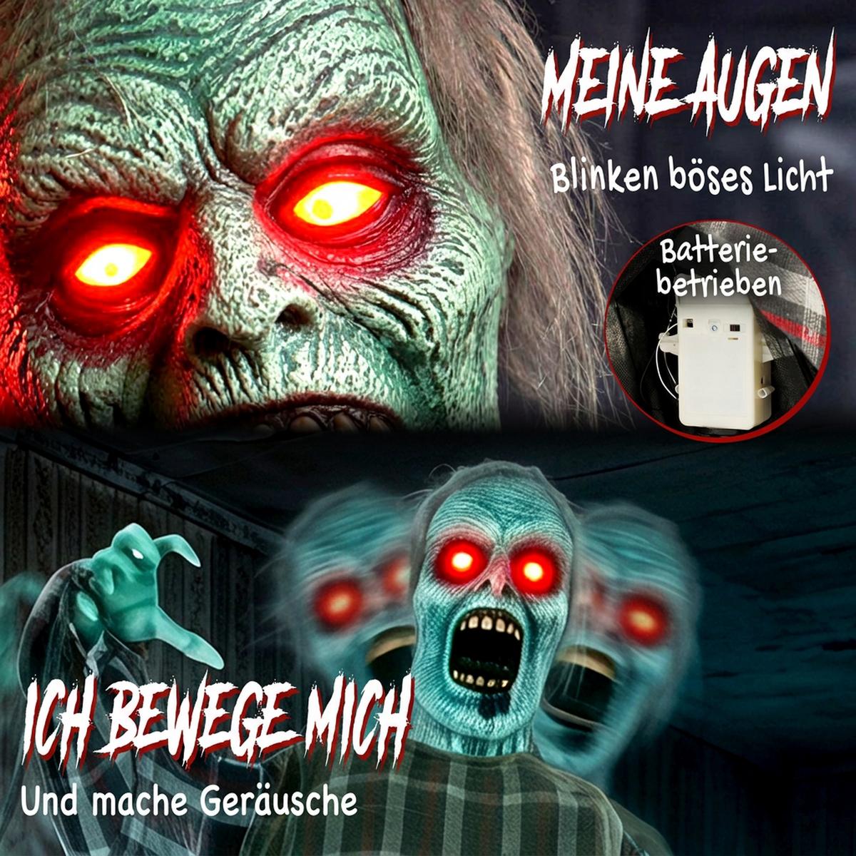 ANIMIERTER-ZOMBIE Metall Polyesterfaser Rot - Rot, Kunststoff (18/170/60cm) - HOMCOM