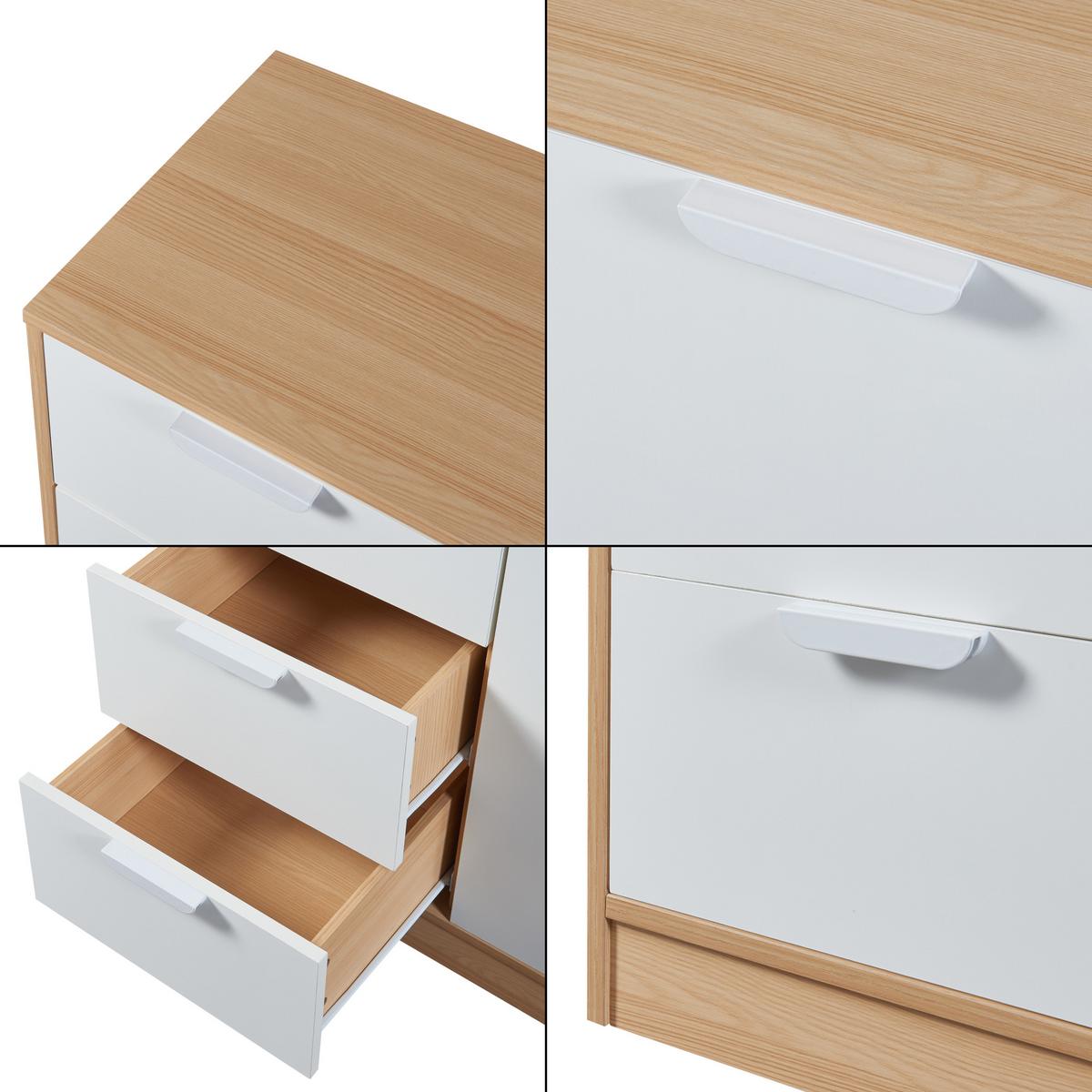 KOMMODE Varkaus - Eichefarben/Weiß, Holzwerkstoff (80/90/40cm) - [en.casa]