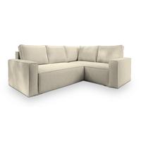 ECKSOFA ESTANO R-S Creme Kordstoff mit Schlaffunktion - Creme, Holz (230/158cm) - MASSENO