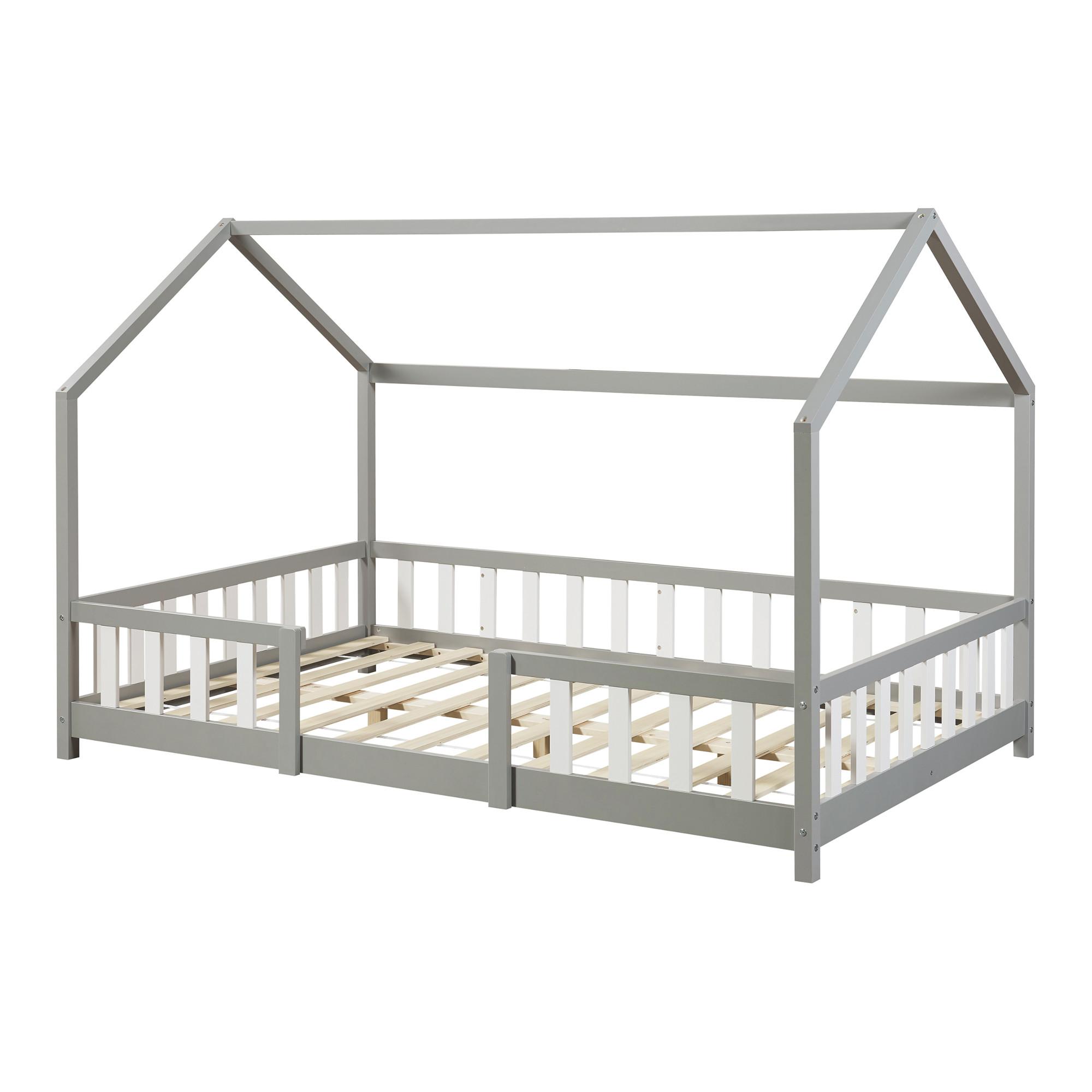 HAUSBETT Sisimiut - Hellgrau/Weiß, Holz (120/200cm) - [en.casa]