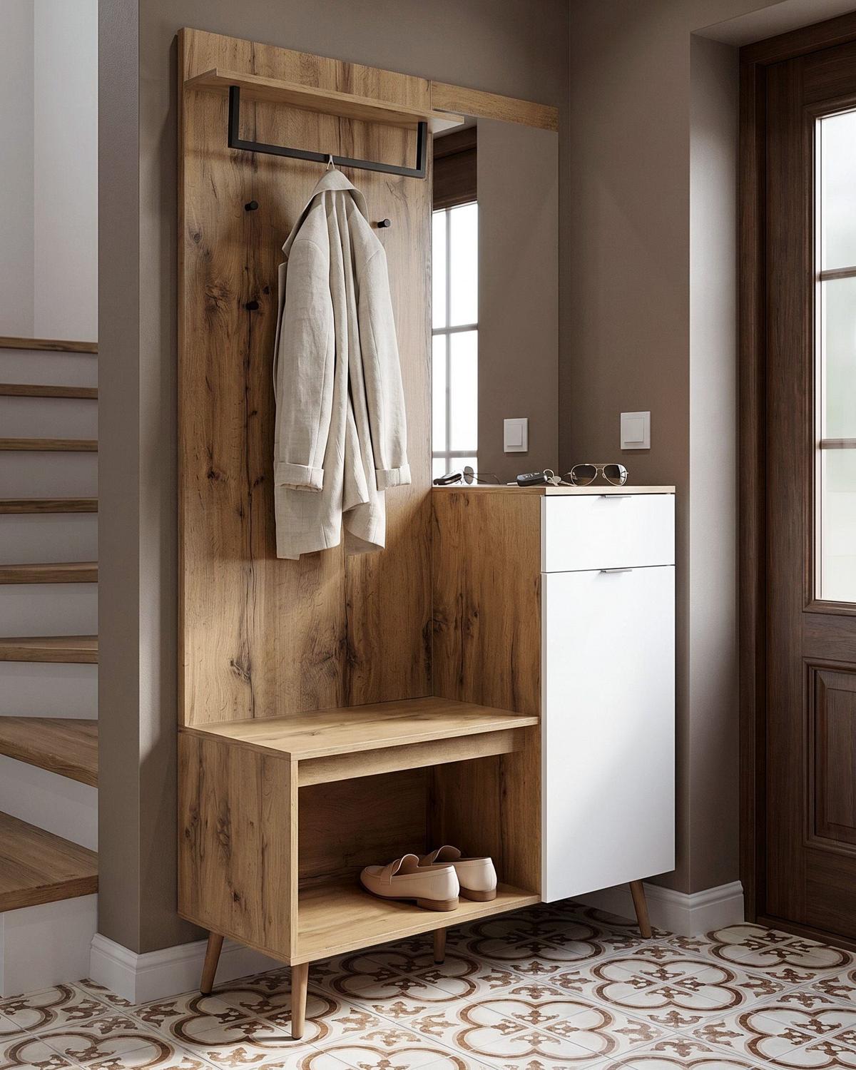 FLUR-SET Hellbraun Dorval - Hellbraun/Braun, Holzwerkstoff (94/190/38cm) - Beliani