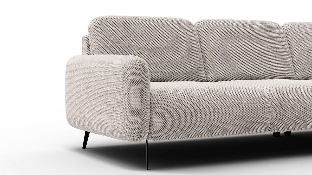 ECKSOFA FEBE 4-Sitzer rechts, beige - Beige/Schwarz, Holz/Textil (264/157cm) - Wozimo