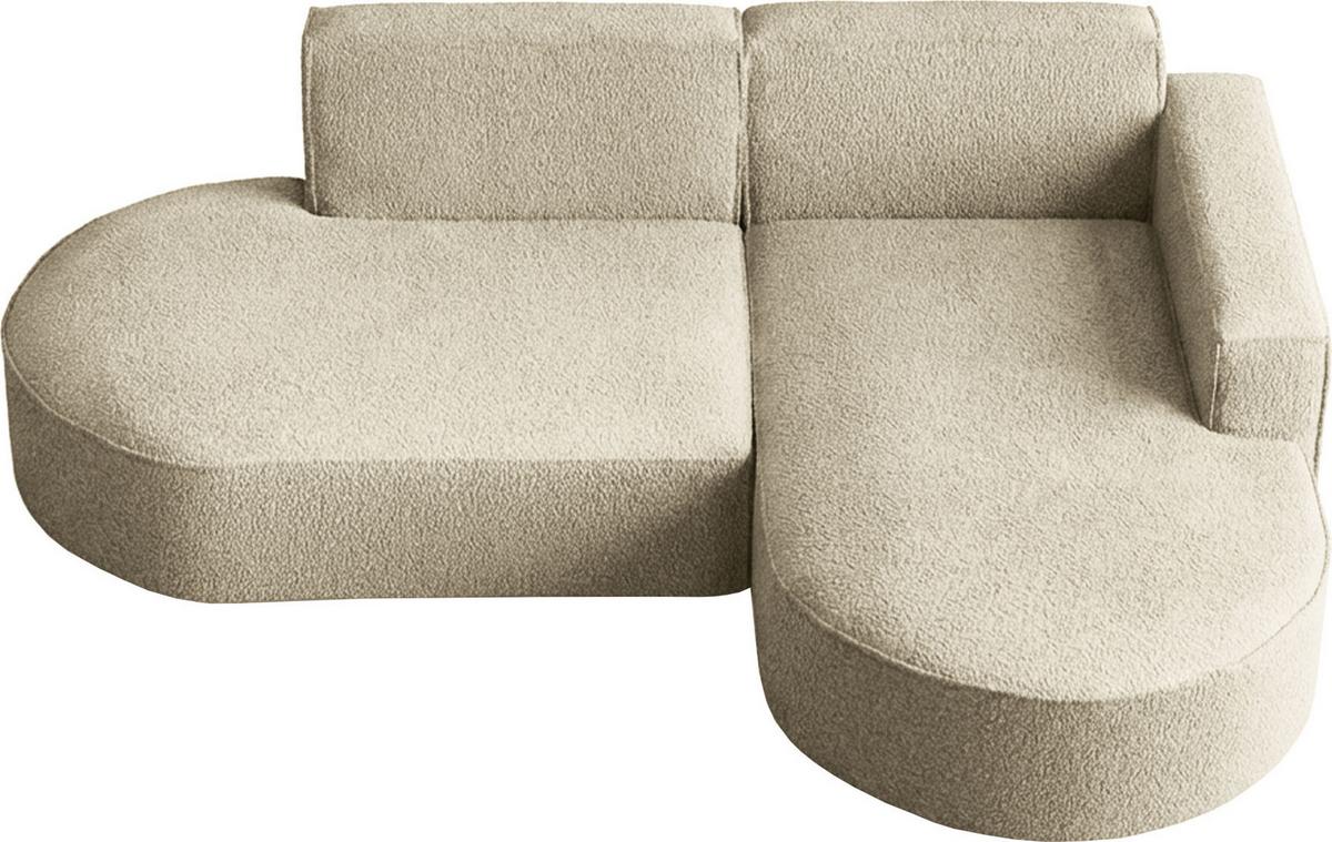ECKSOFA Hana L-Form 3-Sitzer Ecke Rechts, Boucle, Beige 241/73/168 cm - Beige/Schwarz, Textil/Metall (168/241cm) - WFL GROUP