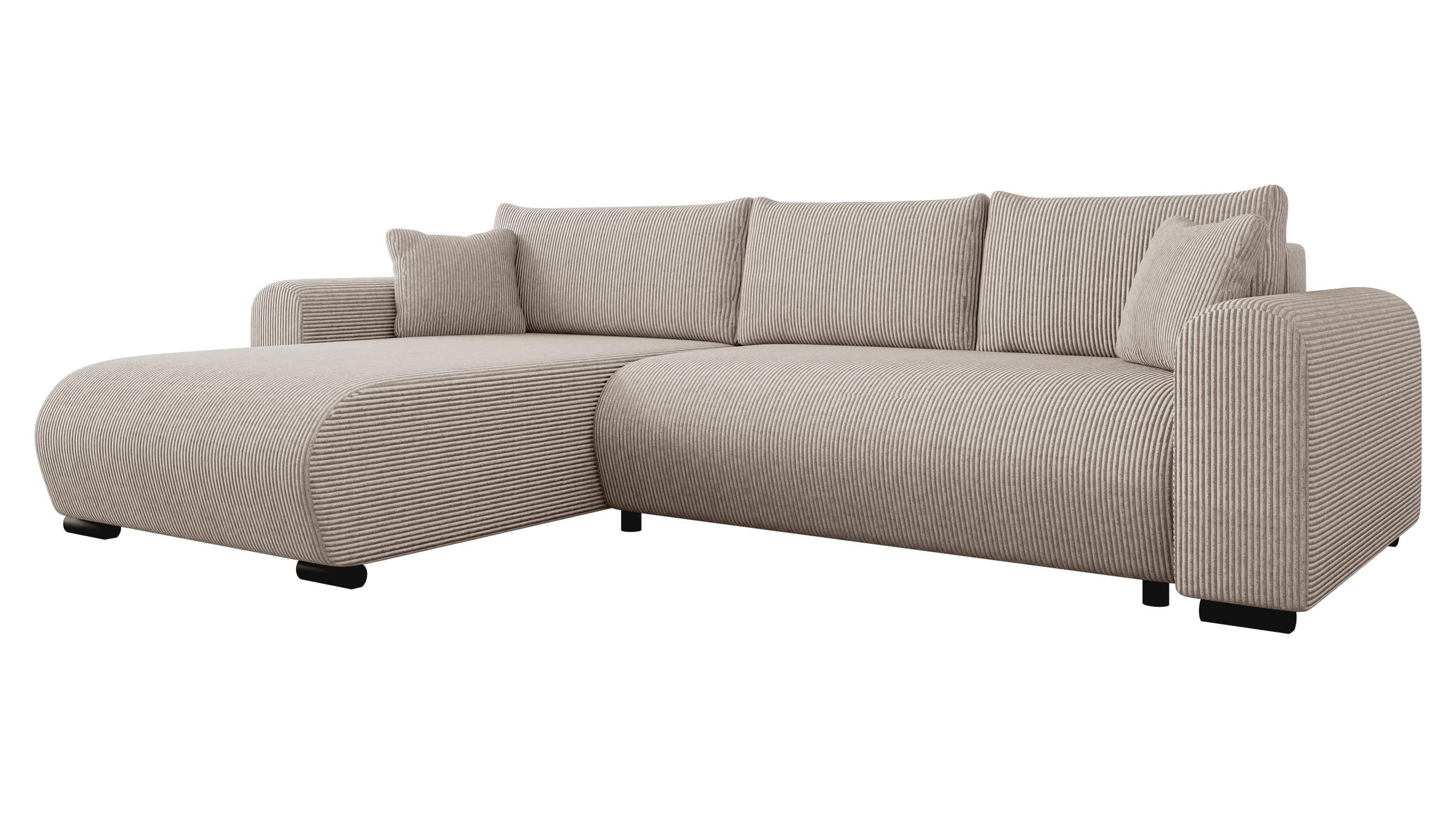 ECKSOFA Merkos Cord - Schwarz/Sahara, Holz/Textil (285/188cm) - MIRJAN24