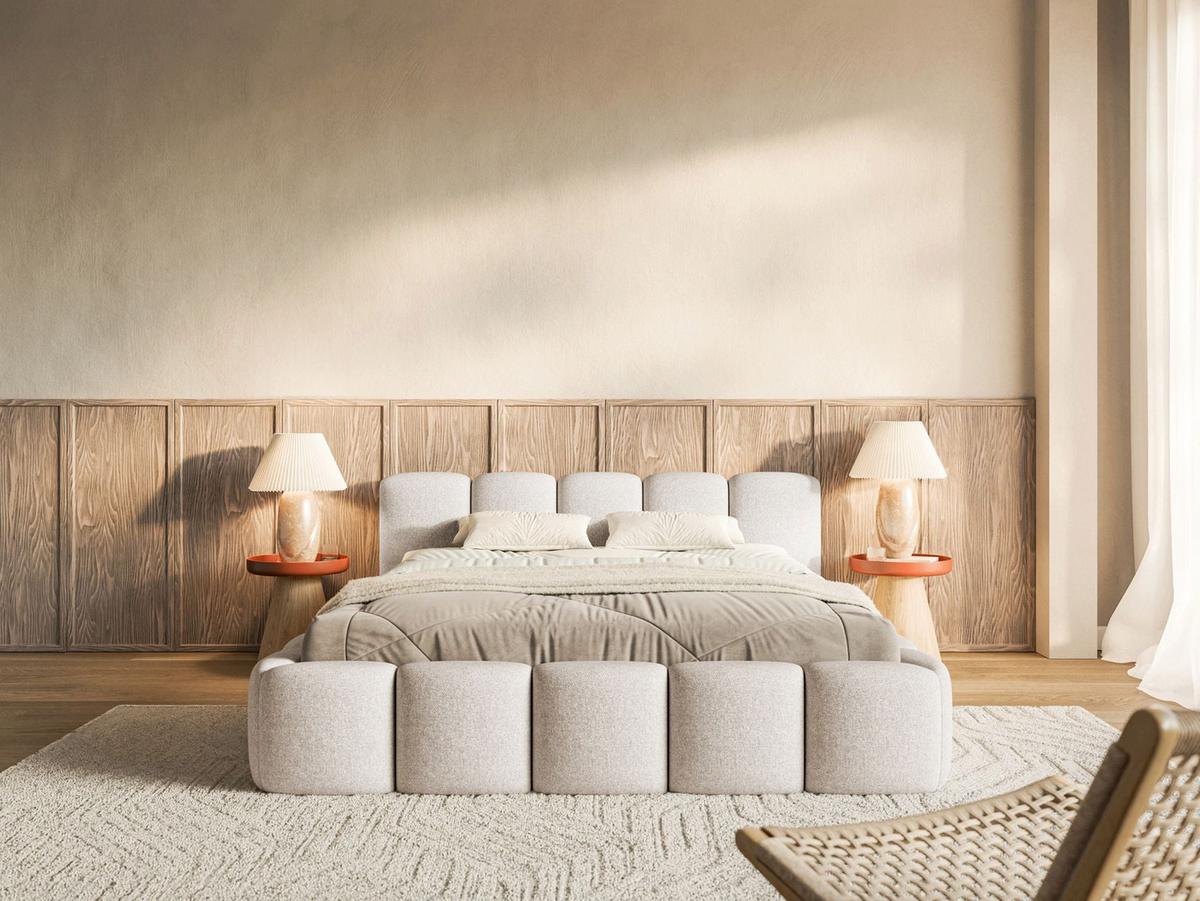 POLSTERBETT Cloudy Low Hellbeige Chenille, 120x200 cm - Ecru/Schwarz, Kunststoff/Textil (120/200cm) - Selsey