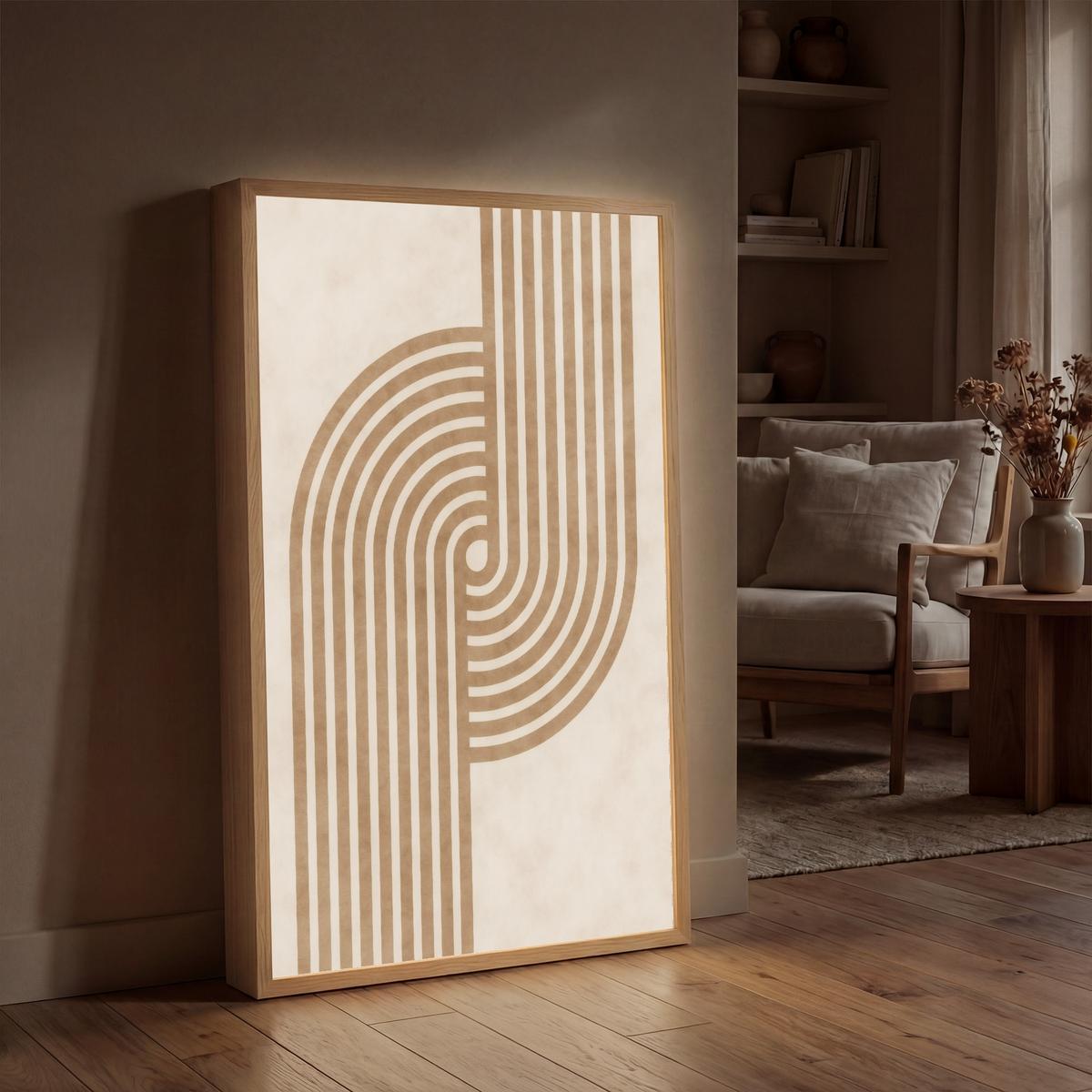 WANDLEUCHTE MIT AKKU Symmetrische Biegung - kupferfarbig 60x90 cm - Beige, Holzwerkstoff (60/90/8cm) - OnlyWow