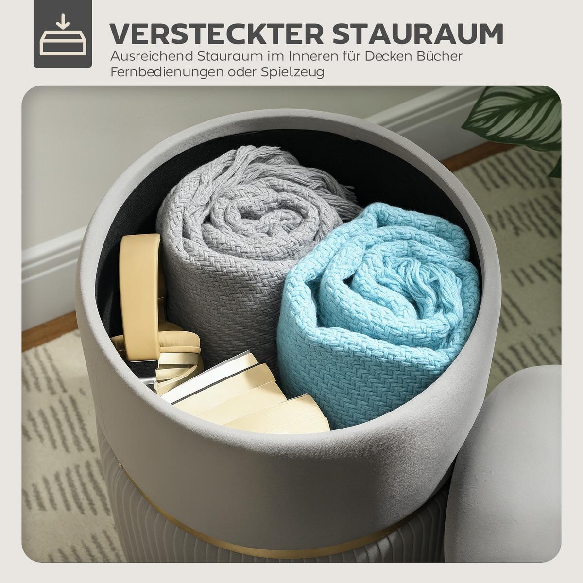 AUFBEWAHRUNGSHOCKER Polyester Hellgrau - Hellgrau, Textil (36/44/36cm) - HOMCOM