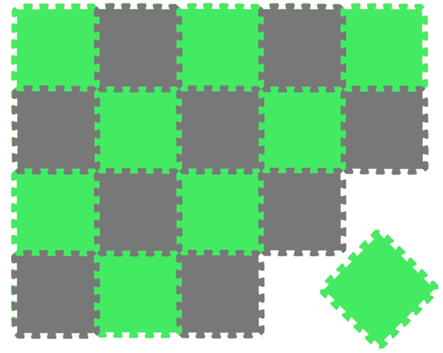 SPIELMATTE ab Null - 180/90/1 cm Puzzlematte Grau - Grau/Grün, Kunststoff (30/30cm) - Littletom