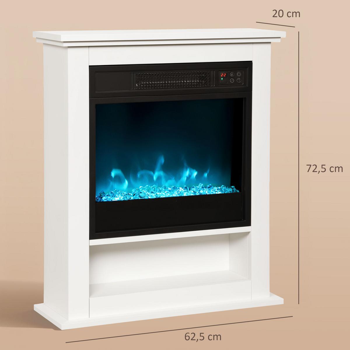 ELEKTROKAMIN Metall Spanplatte Weiß - Weiß, Metall (20/72.5/62.5cm) - HOMCOM