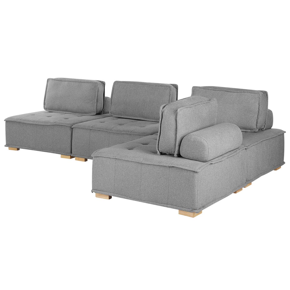 ECKSOFA Modul 4-Sitzer rechtsseitig Grau Stoff Tibro - Dunkelgrau/Braun, Textil (300/200cm) - Beliani