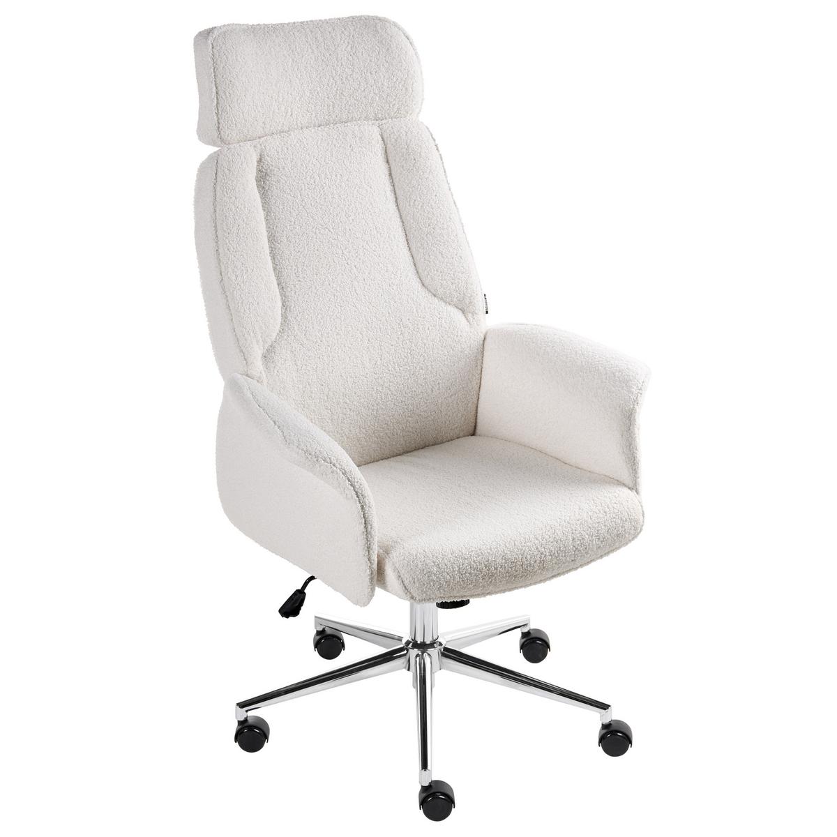 BÜROSTUHL Cremeweiß Pilot - Silberfarben/Weiß, Textil (72/117/72cm) - Beliani