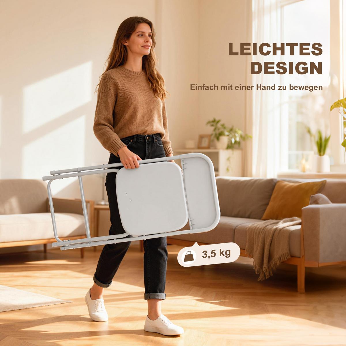 KLAPPSTÜHLE 6er Set Kunststoff Stahl Weiß - Weiß, Kunststoff/Metall (45/79.5/49cm) - HOMCOM