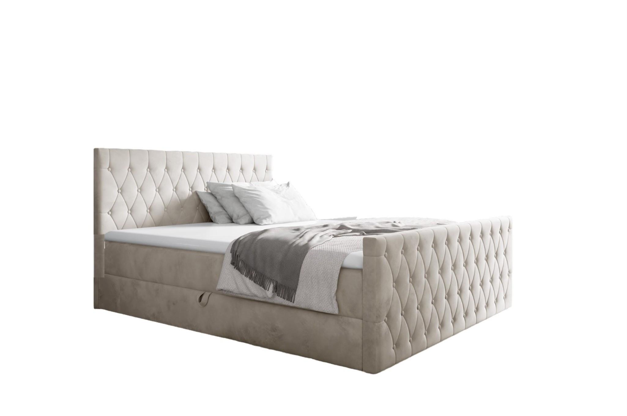 BOXBETT Asher Premium - Weiß, Holzwerkstoff/Textil (140/200cm) - Fun Möbel