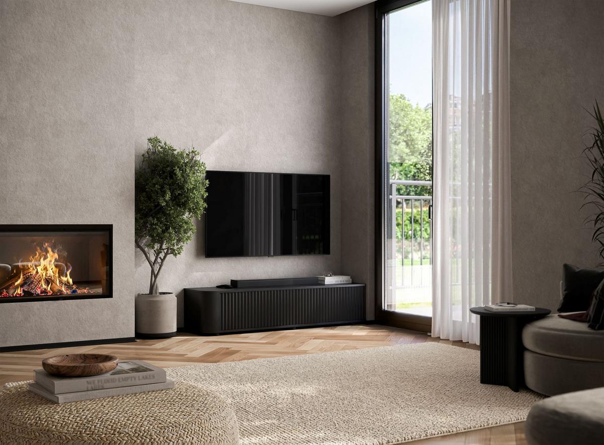 TV-LOWBOARD Aurora Schwarz matt 140 cm mit niedrigen Füßen - Schwarz, Holzwerkstoff (140/31/35cm) - Meble Lindner