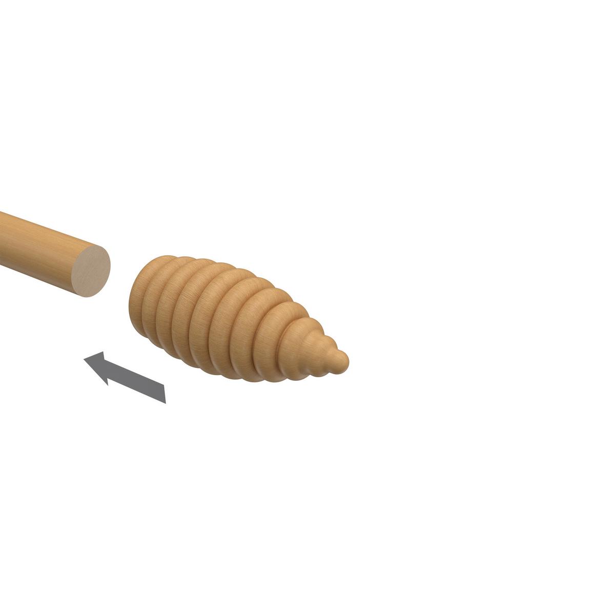ENDSTÜCKE FÜR GARDINENSTANGEN 16 mm Ø, Asta Buche, Packung 2 Stück - Buchefarben, Holz (6.5/3/3cm) - INTERDECO
