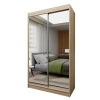 SCHWEBETÜRENSCHRANK BELLINA 120/216/61 cm 2-türig mit Spiegel Sonoma Eiche - Sonoma Eiche, Holzwerkstoff (120/216/61cm) - MASSENO