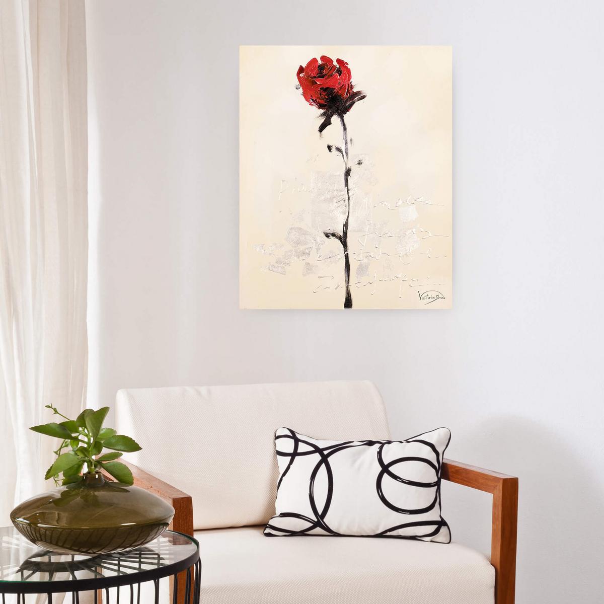 ACRYLBILD HANDGEMALT 50/60 cm - Beige/Rot, Holz/Textil (50/60cm) - KUNSTLOFT