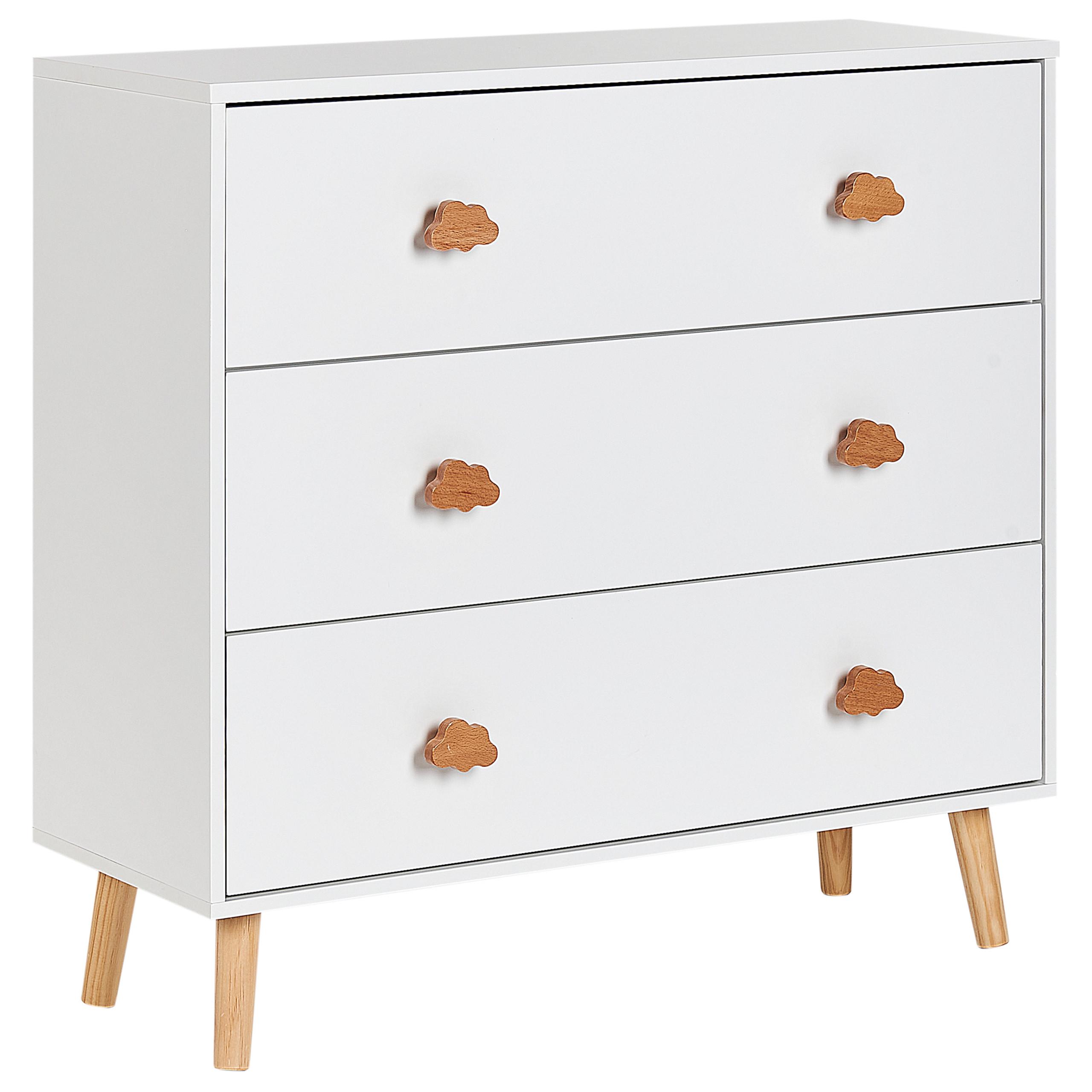 KOMMODE mit 3 Schubladen Weiß Cloudy - Weiß, Holzwerkstoff (80/76/30cm) - Beliani