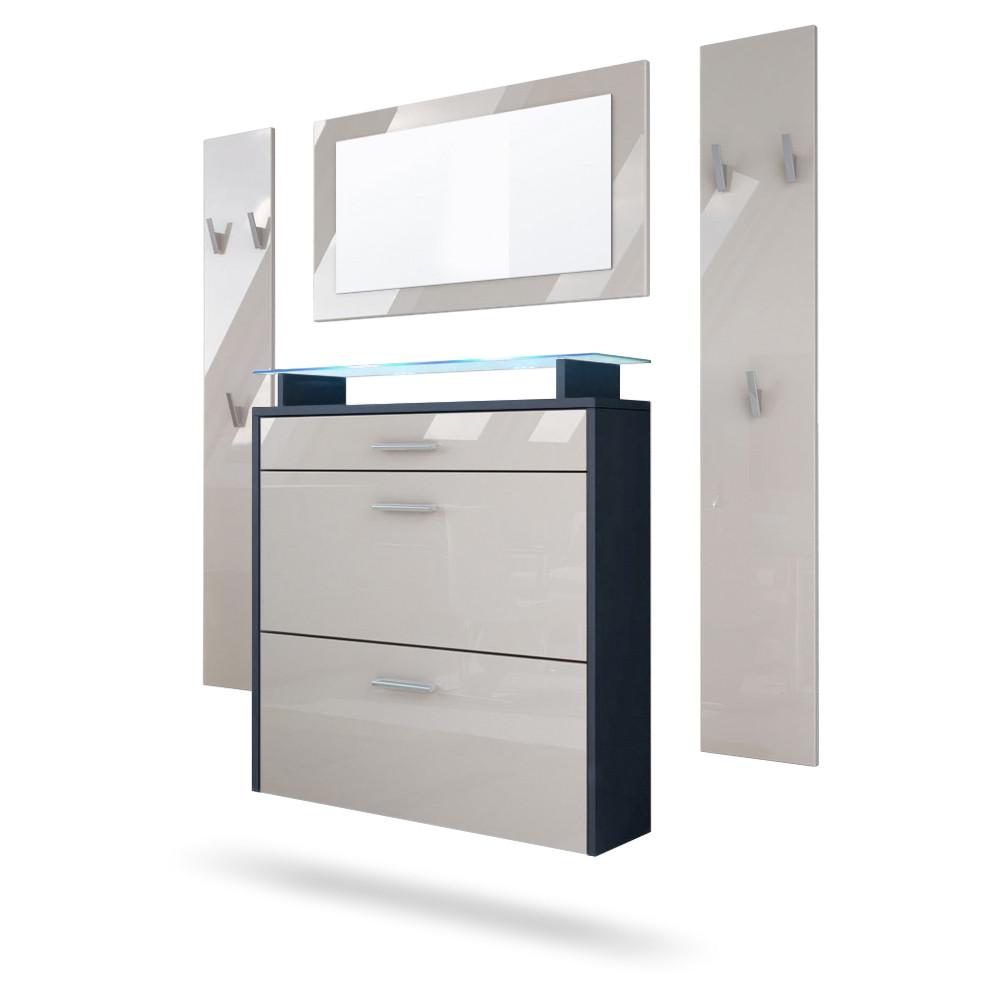 GARDEROBE Malea Fronten in Sandgrau Hochglanz - Sandfarben, Holzwerkstoff (180/180/23cm) - Vladon