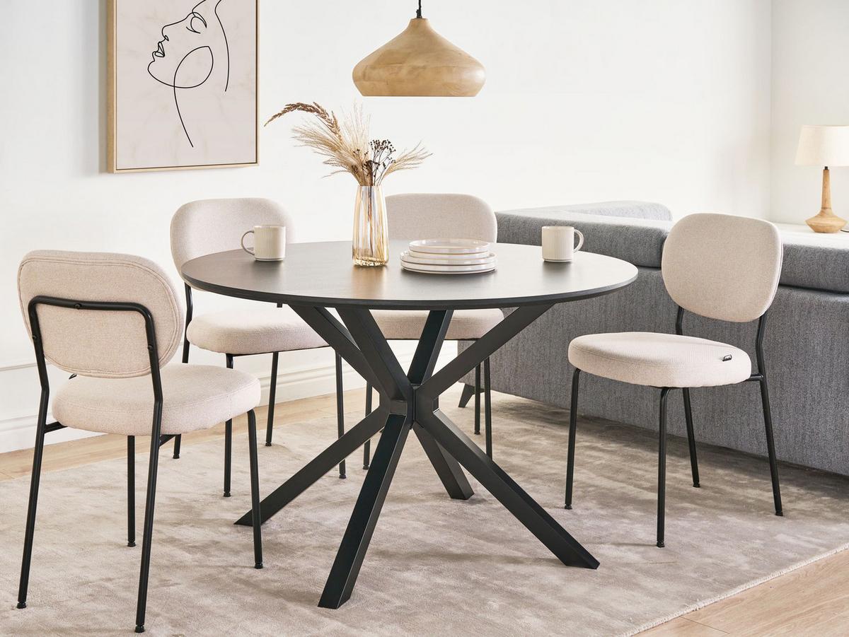 ESSTISCH Schwarz 120/120 cm Fitzroy - Schwarz, Holzwerkstoff (120/120/75cm) - Beliani