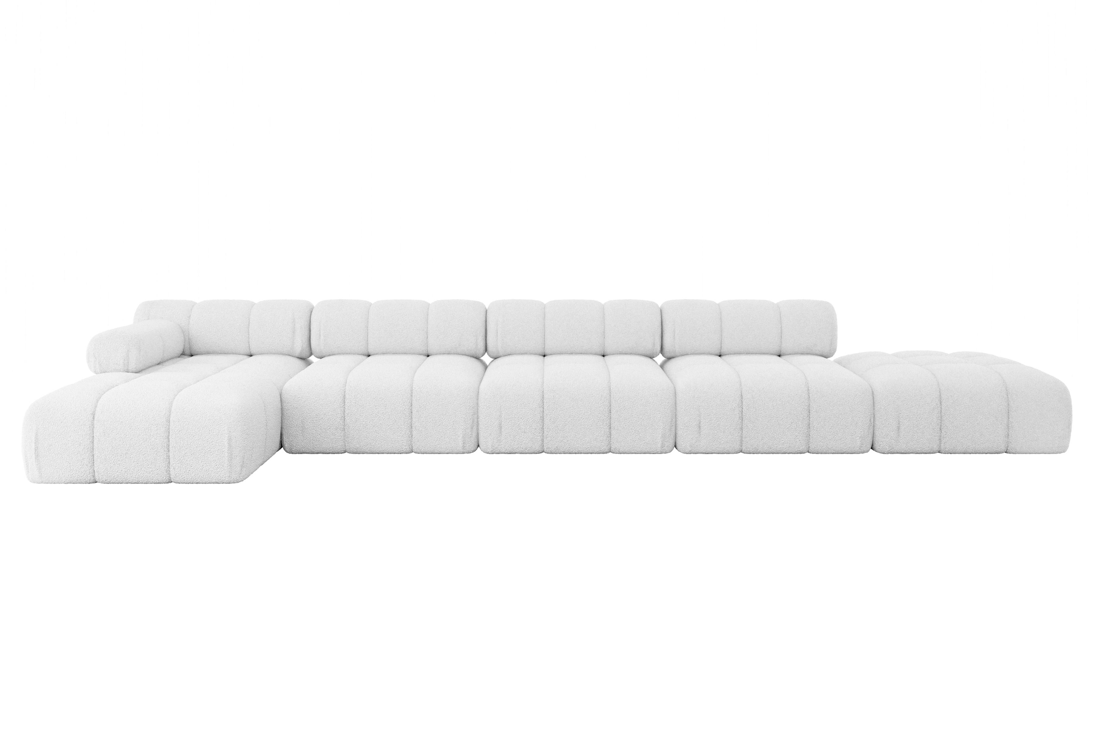 ECKSOFA modulares Sofa Lizur-L3 - 475x160x70 cm Weiß Bouclé - Weiß, Holzwerkstoff/Textil (475/160cm) - ALTDECOR