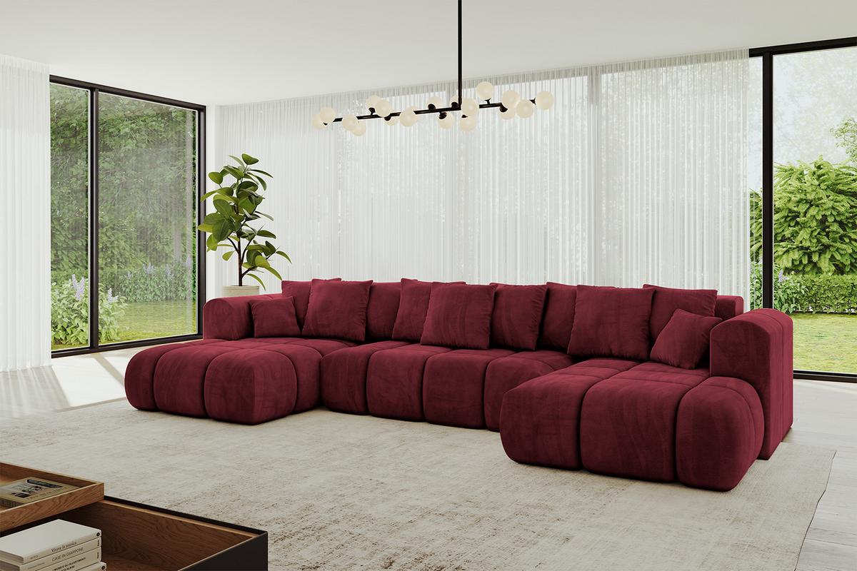 WOHNLANDSCHAFT CLOUD-U-v1 405x185x90 Bordeaux Velours - Bordeaux, Holzwerkstoff/Kunststoff (405/90/185cm) - ALTDECOR