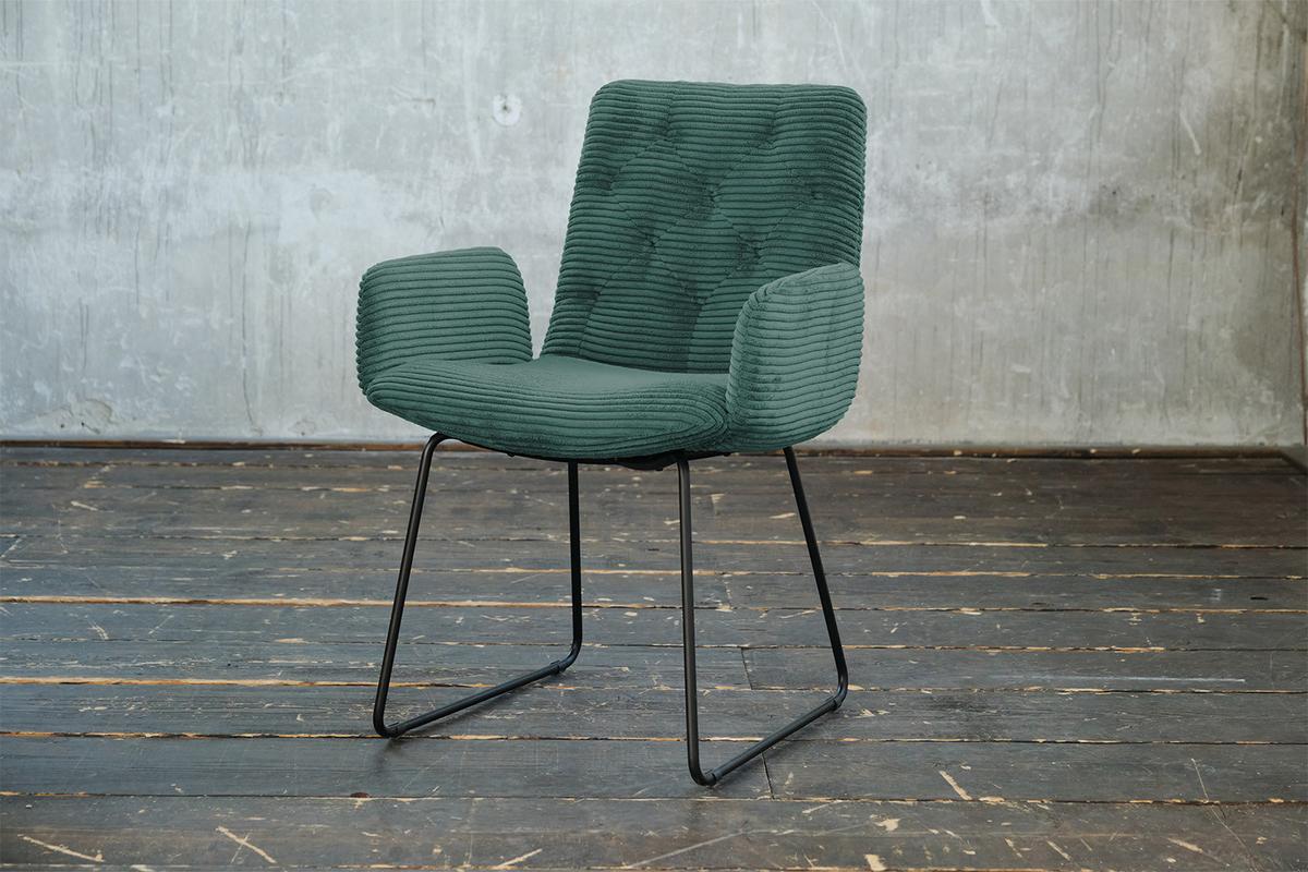 STUHL NEW CHARME Smaragdgrün Cord (1er-Set) - Smaragdgrün, Textil (59/87/66cm) - KAWOLA
