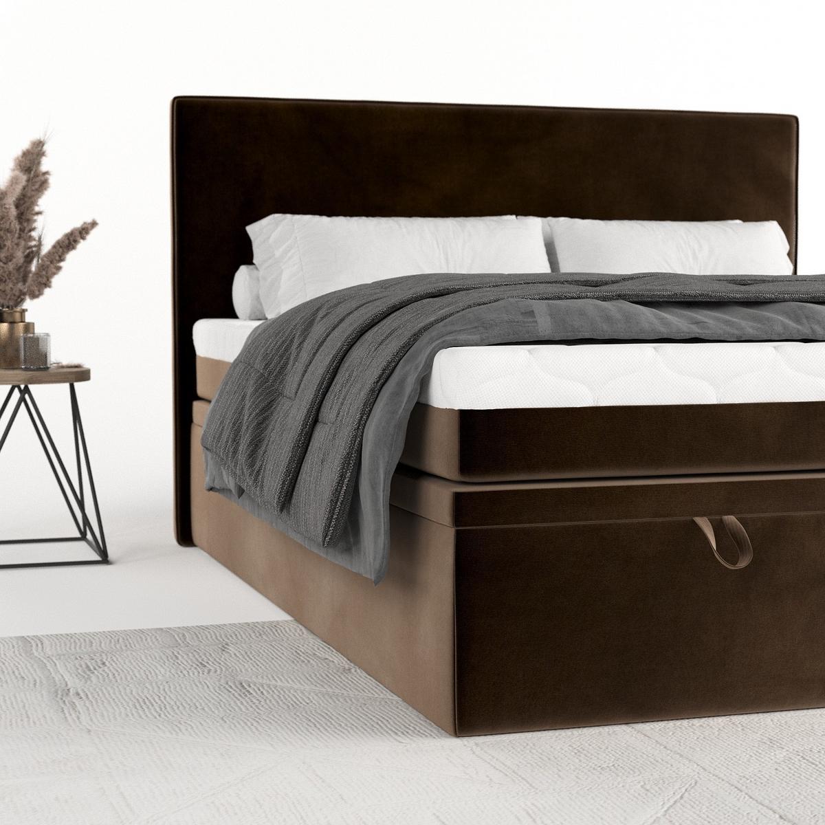BOXBETT Zalla 160/200 cm Braun im Kronos Stoff - Schwarz/Braun, Holz/Holzwerkstoff (160/200cm) - AltaBeds
