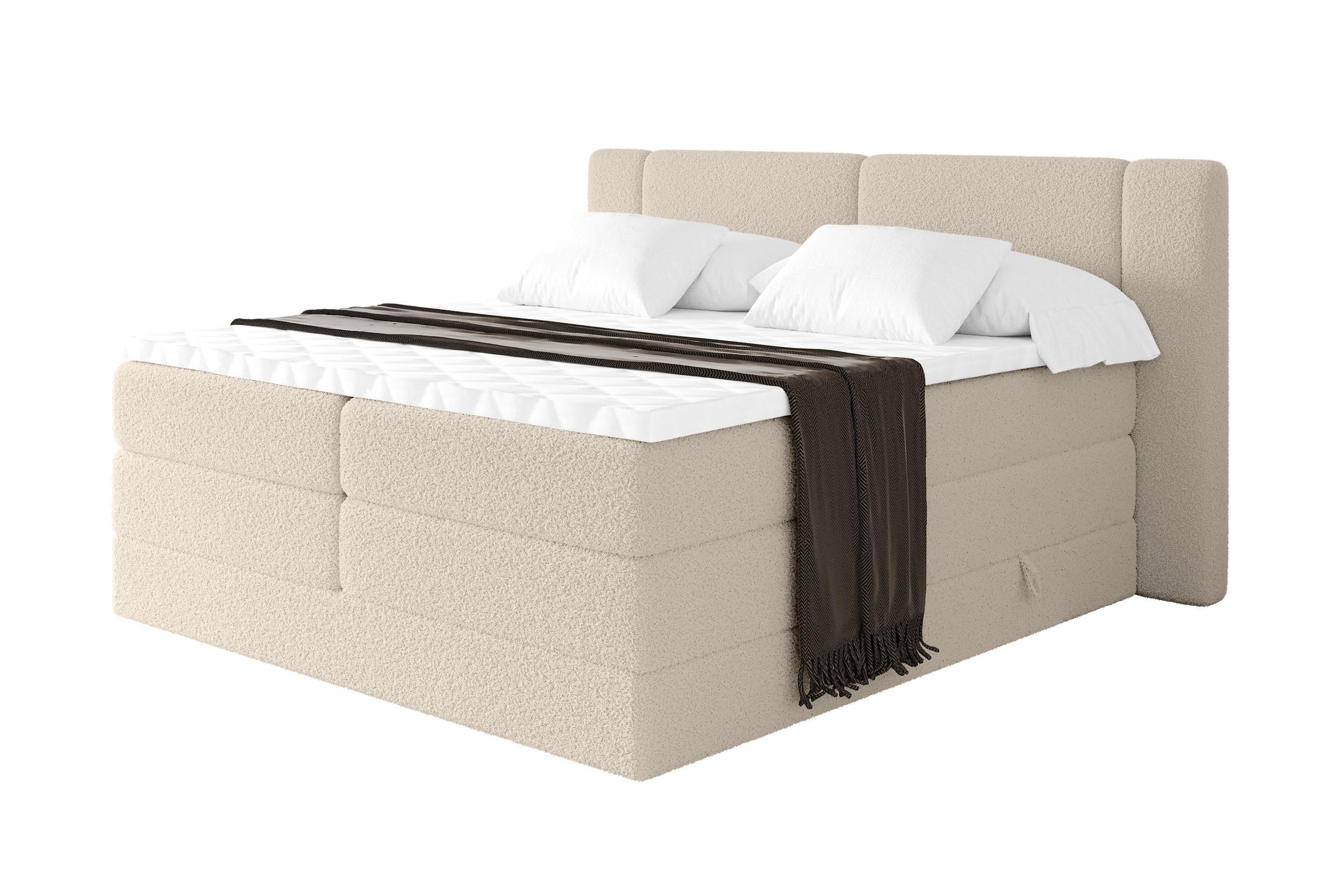 BOXSPRINGBETT mit Matratze H3/H4 - EVON KING - 180x200 cm Dunkelbeige - Cappuccino, Holzwerkstoff (180/200cm) - ALTDECOR
