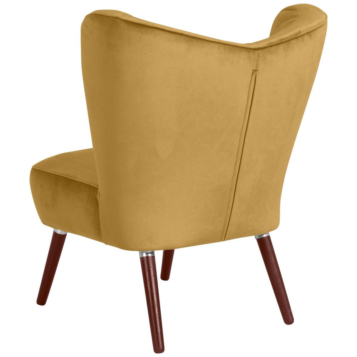 SESSEL Kathy Bezug Samtvelours Buche nussbaum dunkel / mais - Gelb, Kunststoff (70/86/69cm) - 58aufmkessel