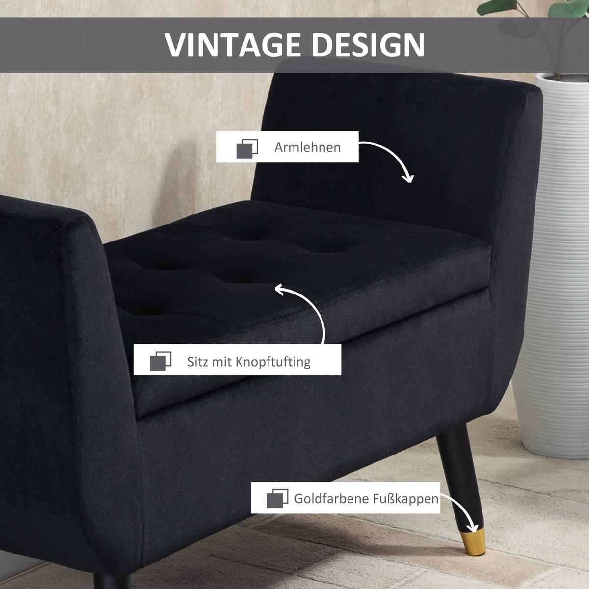 SITZBANK Polyester Schaumstoff Schwarz - Schwarz, Kunststoff (42/65/107cm) - HOMCOM