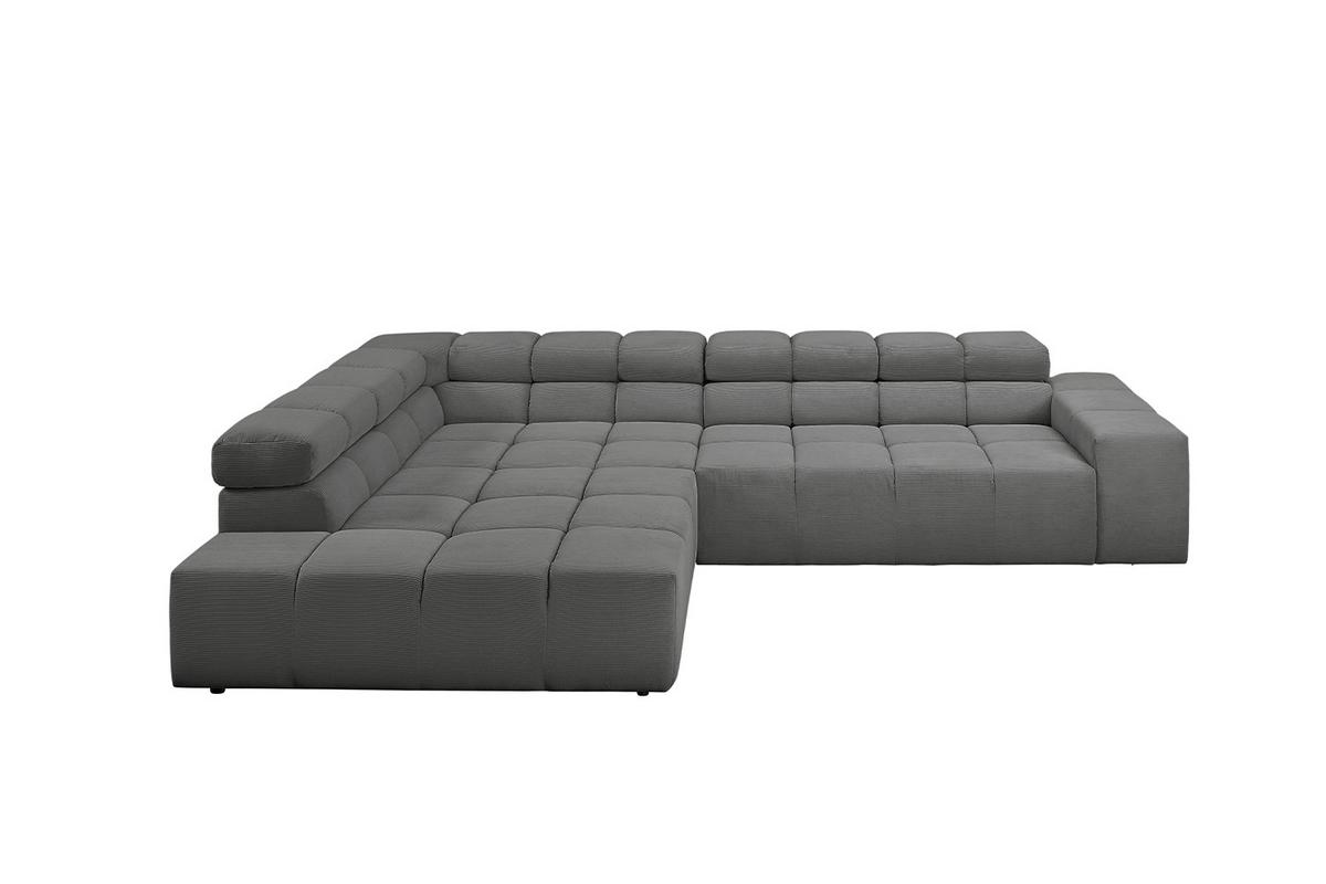 ECKSOFA MIT MOTORISCHEM SITZVORZUG NEVADA Anthrazit Cord Relaxfunktion - Anthrazit/Schwarz, Kunststoff/Textil (319/215cm) - KAWOLA
