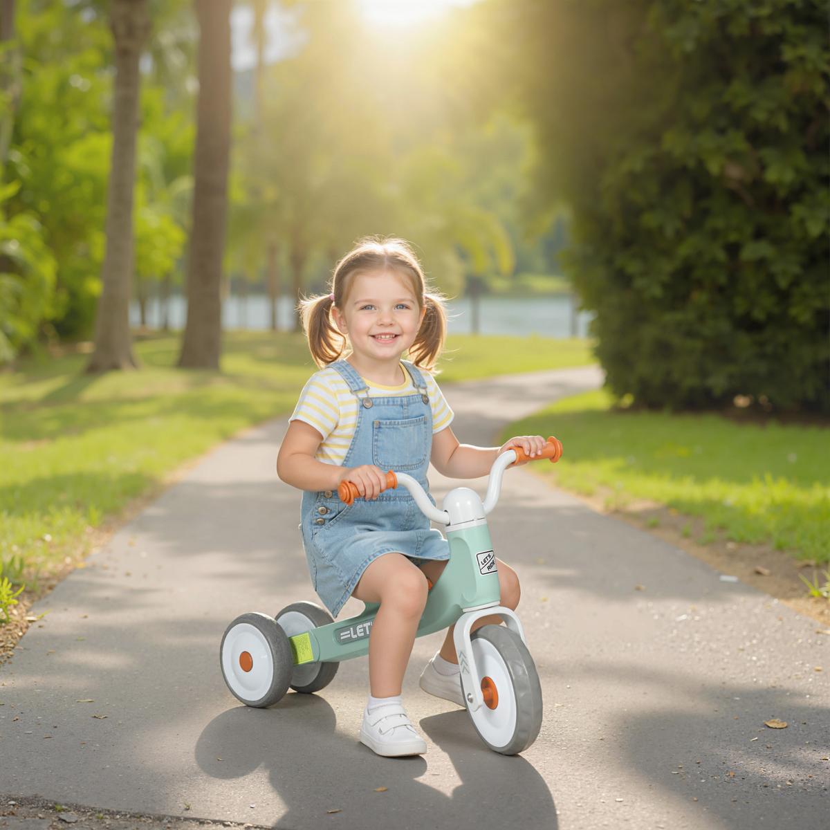 KINDER-LAUFRAD, Lauflernrad für 12-36 Monate Kinder, mit 3 geräuscharme Räder - Grün, Metall (69/40/49cm) - AIYAPLAY
