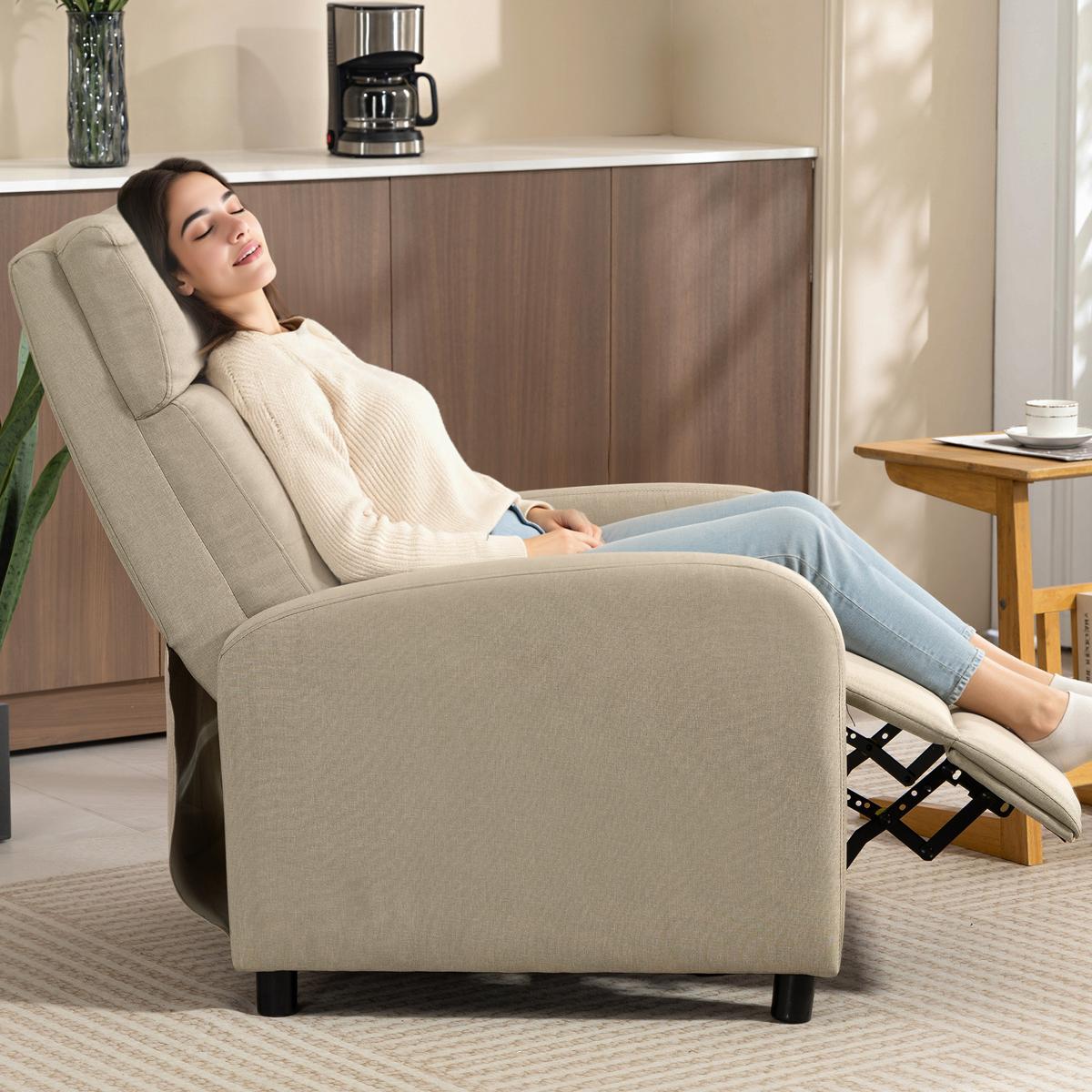 RELAXSESSEL Polyester Beige - Beige, Textil (67/98/87cm) - HOMCOM