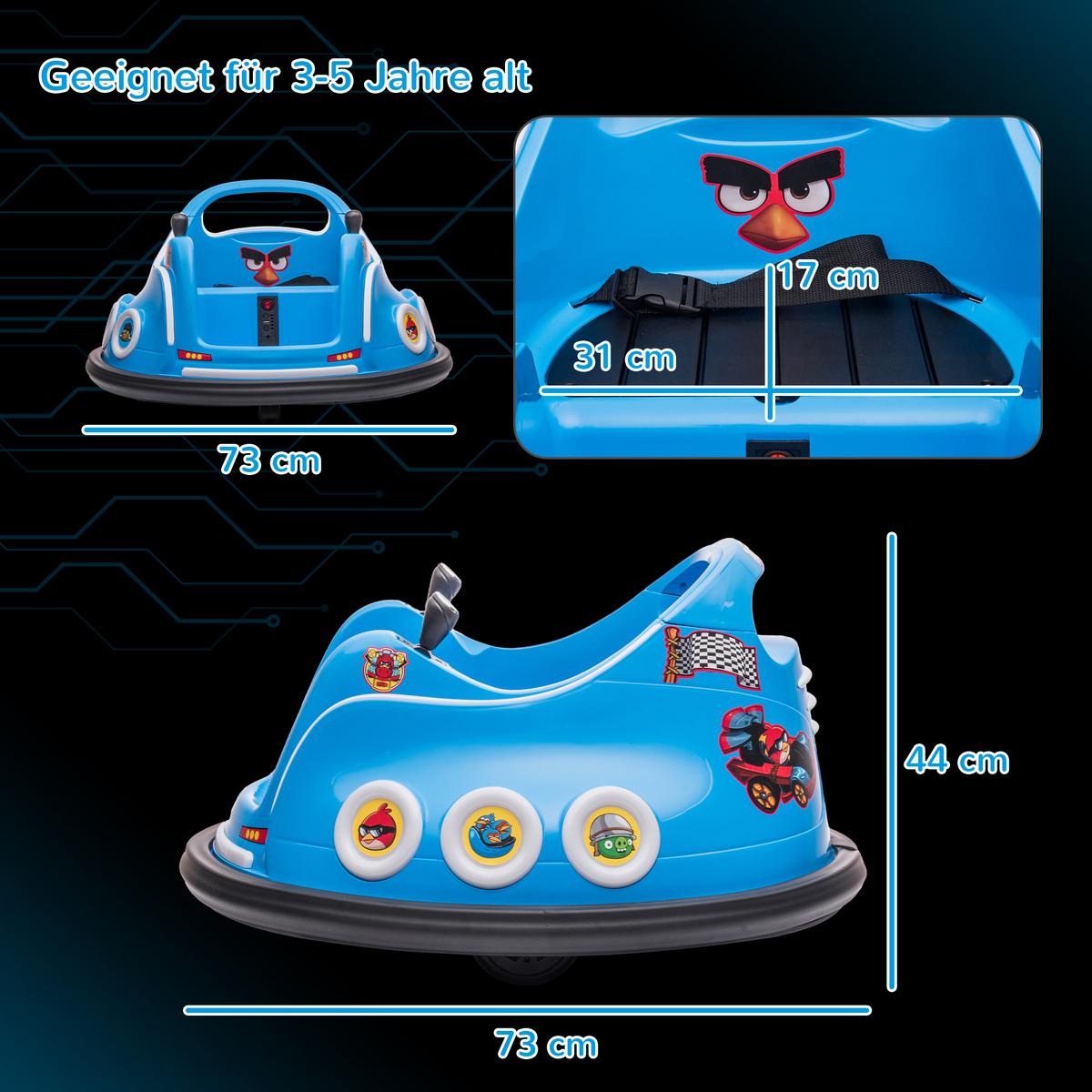 12V Kinder Autoscooter mit 2,4 G Fernbedienung, Elektro Bumper mit Musik Blau - Blau, Kunststoff (73/73/44cm) - AIYAPLAY