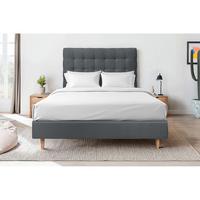 KOPFTEIL gepolstert - Gesteppt – anthrazitgrauer Samtstoff - 135 cm - Beige/Anthrazit, Karton/Holz (135/120/10cm) - Sommeil de Plomb