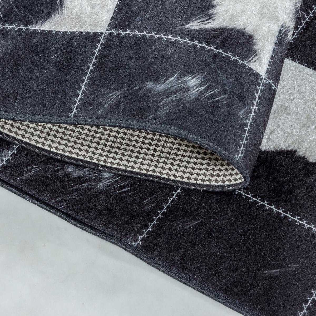 TEPPICH Flachgewebe Waschbar PIZOL in Schwarz, im Patchwork-Stil, 200 x 290 cm - Schwarz, Textil (290/200cm) - KADIMA DESIGN