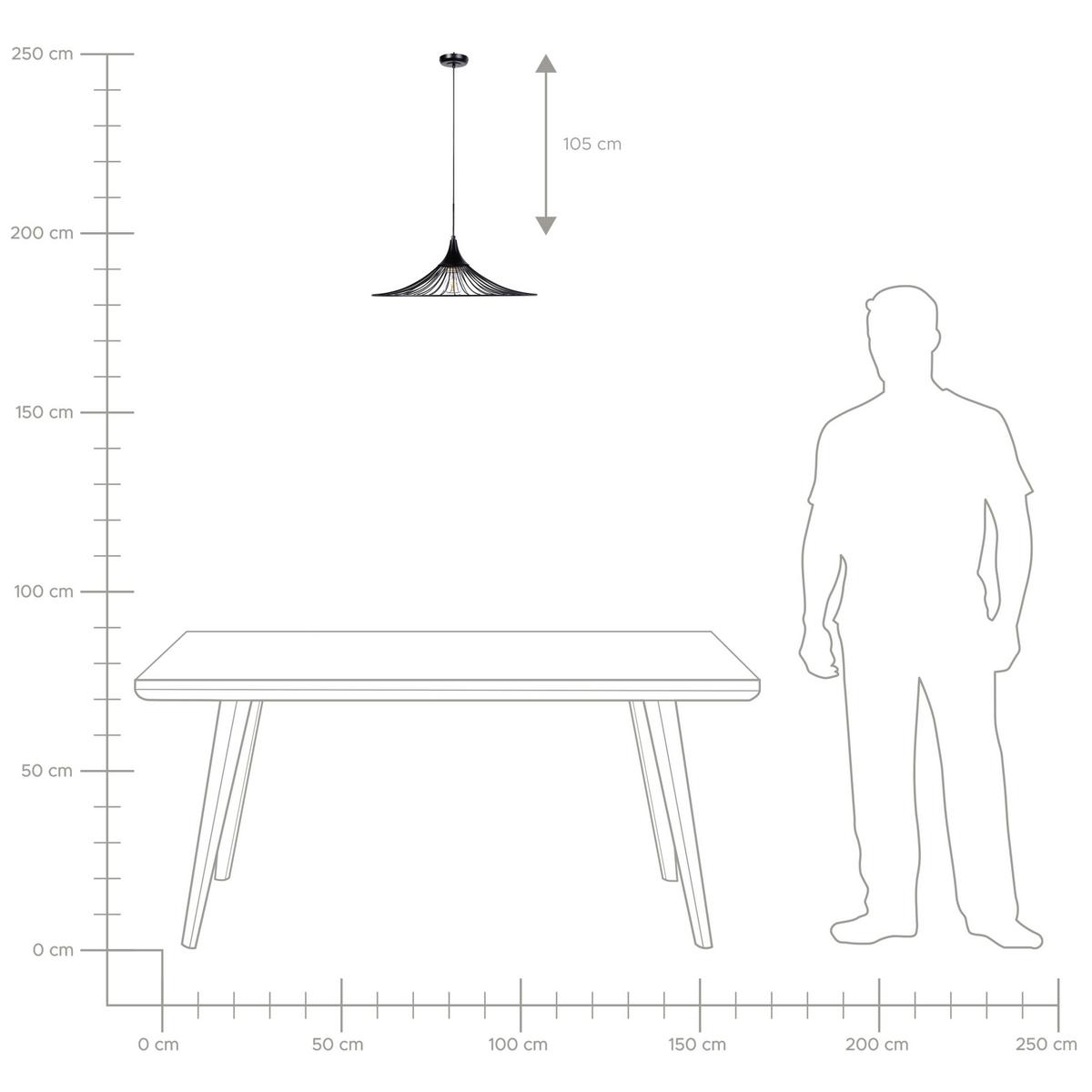 HÄNGELEUCHTE Mazaro 50/50/125 cm - Schwarz, Metall (50/50/125cm) - Beliani