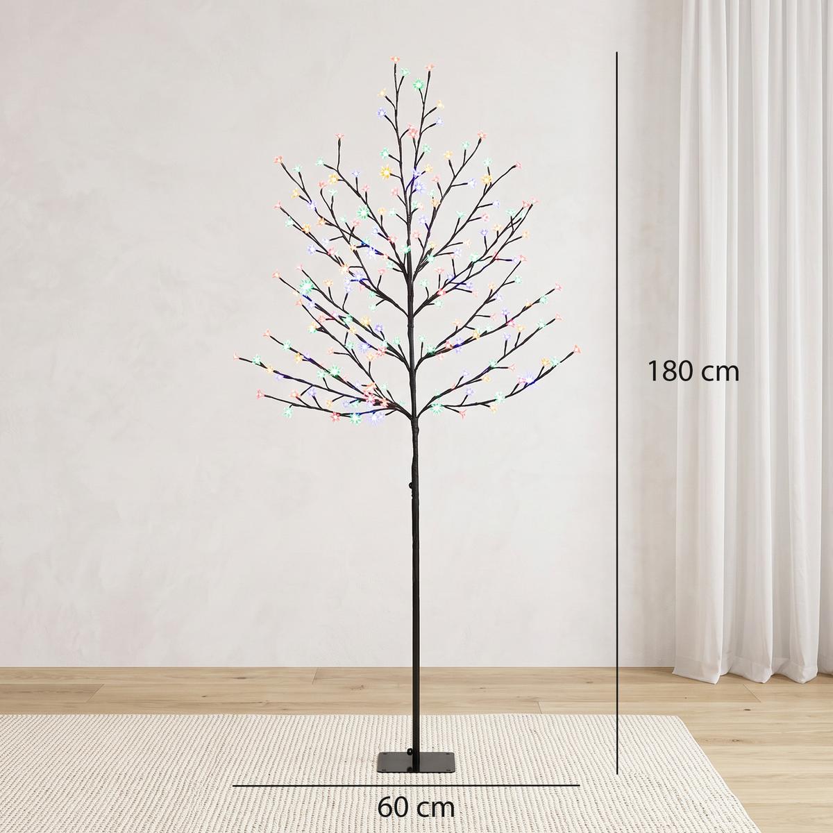 BELEUCHTETER-KIRSCHBLÜTENBAUM Stahl Transparent - Schwarz, Metall (60/180/60cm) - HOMCOM