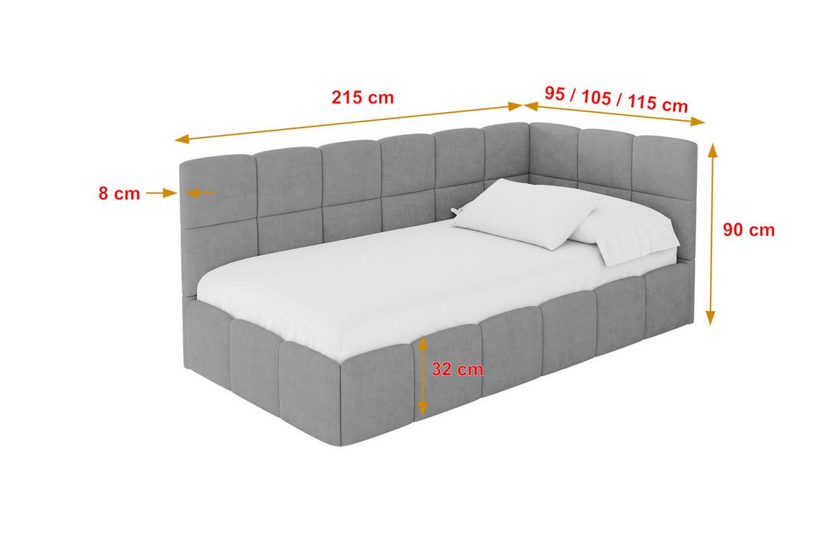 EINZELBETT Jugendbett mit Bettkasten Links, ohne Matratze - LIVY 100x200 Grau - Anthrazit, Holzwerkstoff/Textil (100/200cm) - ALTDECOR