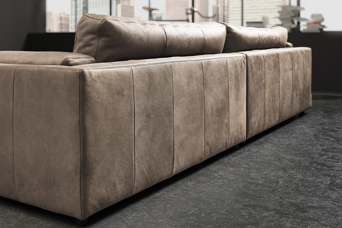 BIG SOFA RAINA Taupe Leder - Taupe/Schwarz, Leder/Kunststoff (294/85/150cm) - KAWOLA
