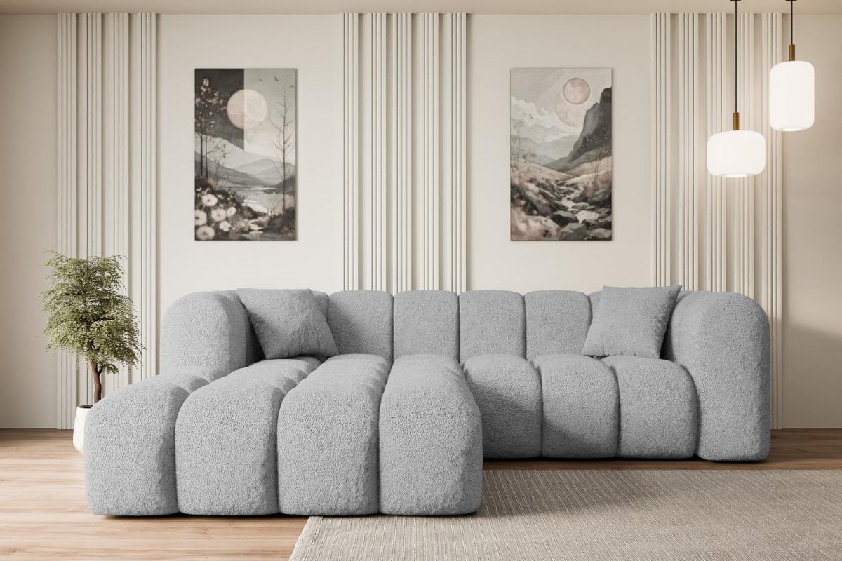 ECKSOFA Ottomane Links OLEA-L1 - 231x173x74 cm Hellgrau - Hellgrau/Schwarz, Holzwerkstoff/Kunststoff (190/242cm) - ALTDECOR