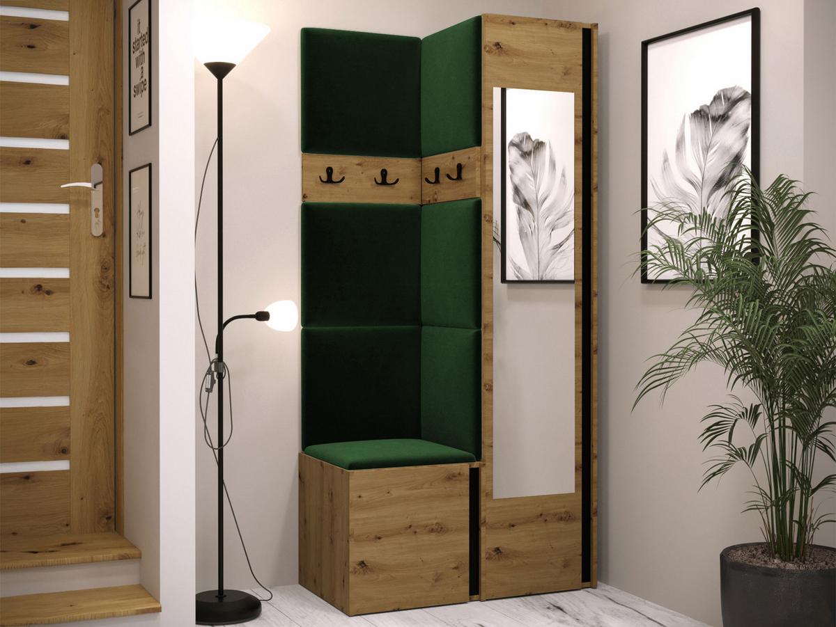 GARDEROBEN-SET Orion XXV - Eiche Artisan/Grün, Holzwerkstoff/Kunststoff (82/186/46cm) - MIRJAN24