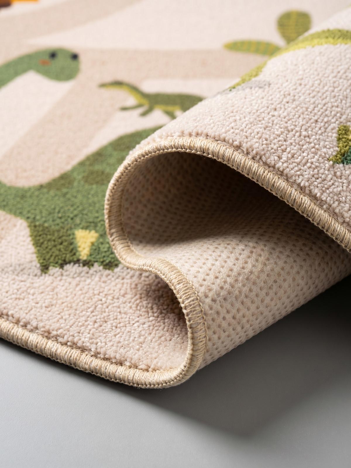 SPIELTEPPICH Waschbar TINO in Beige, mit Dino-Landschaft, Ø 120 cm - Beige, Textil (120/120cm) - KADIMA DESIGN